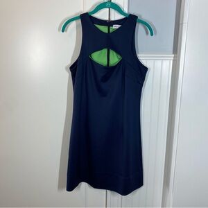 Gretchen Scott Navy‎ Blue Cut Out Décolletage Dress Size Small pickleball golf